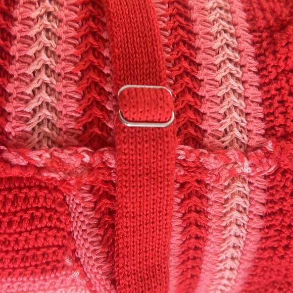 Madden NYC Red and White Striped crocheted 2 piece Romper - Picture 4 of 6